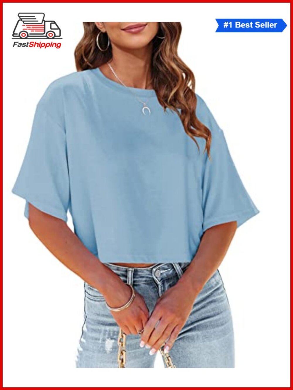 ✨ Tankaneo Womens Half Sleeve Cropped T-Shirt Casual Crop Top Loose Fit Crew